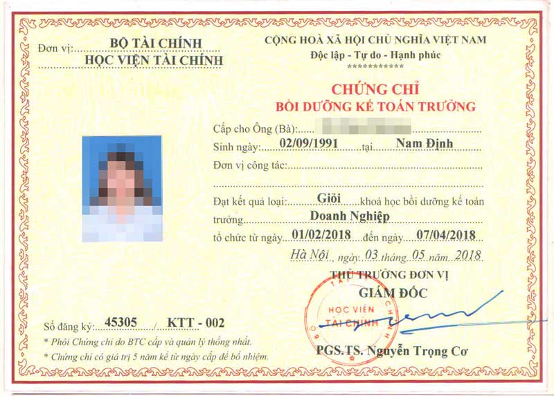 Đào tạo và cấp chứng chỉ kế toán trưởng của bộ tài chính